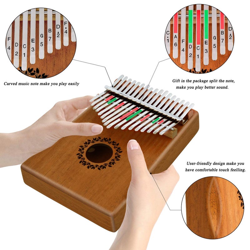 RANMING Kalimba Thumb Piano 17 Keys RANMING Mbira Finger Piano Kalimba Gifts for Adults and Beginners With Portable Handbag and Tune Hammer Thumb Pianos Finger Harp (Mahogany-Hand Rest) - Image 3